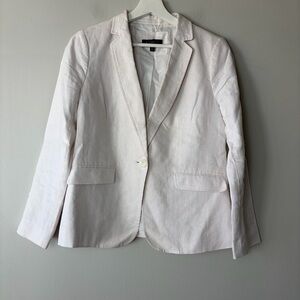 Talbots Petite White Linen One Button Blazer 6Petite